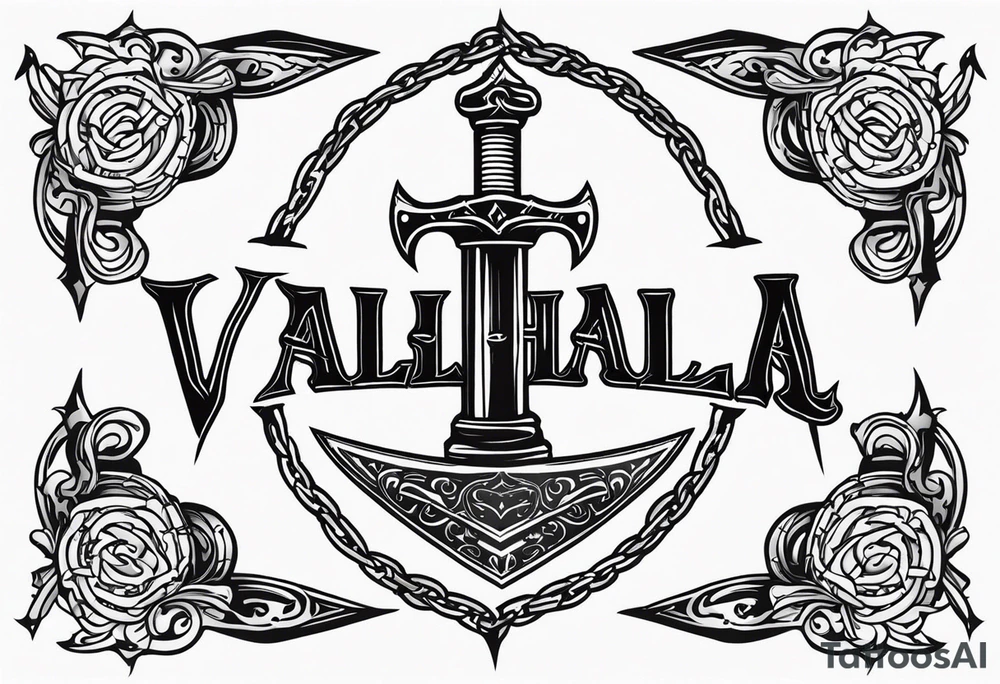 Valhalla sword shield barb wire tattoo idea
