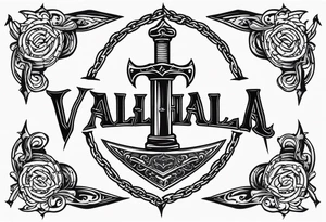 Valhalla sword shield barb wire tattoo idea