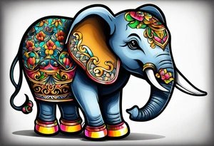 Elephant with roller skates tattoo idea