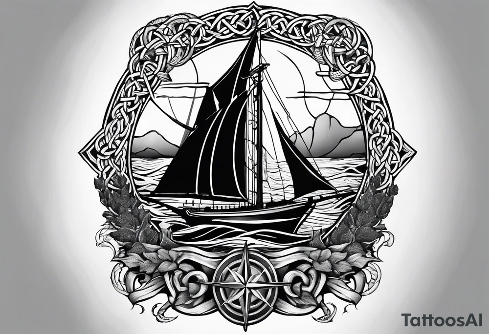 Celtic nautical scene, forearm, half sleeve, anchor, compass tattoo idea