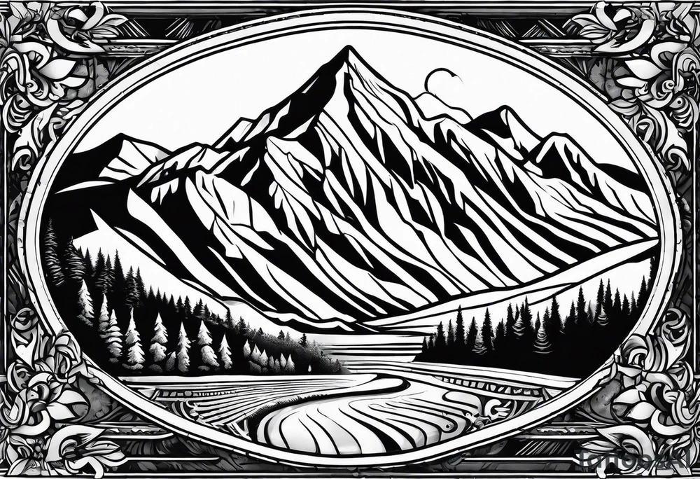 snowboarding & mountains tattoo idea