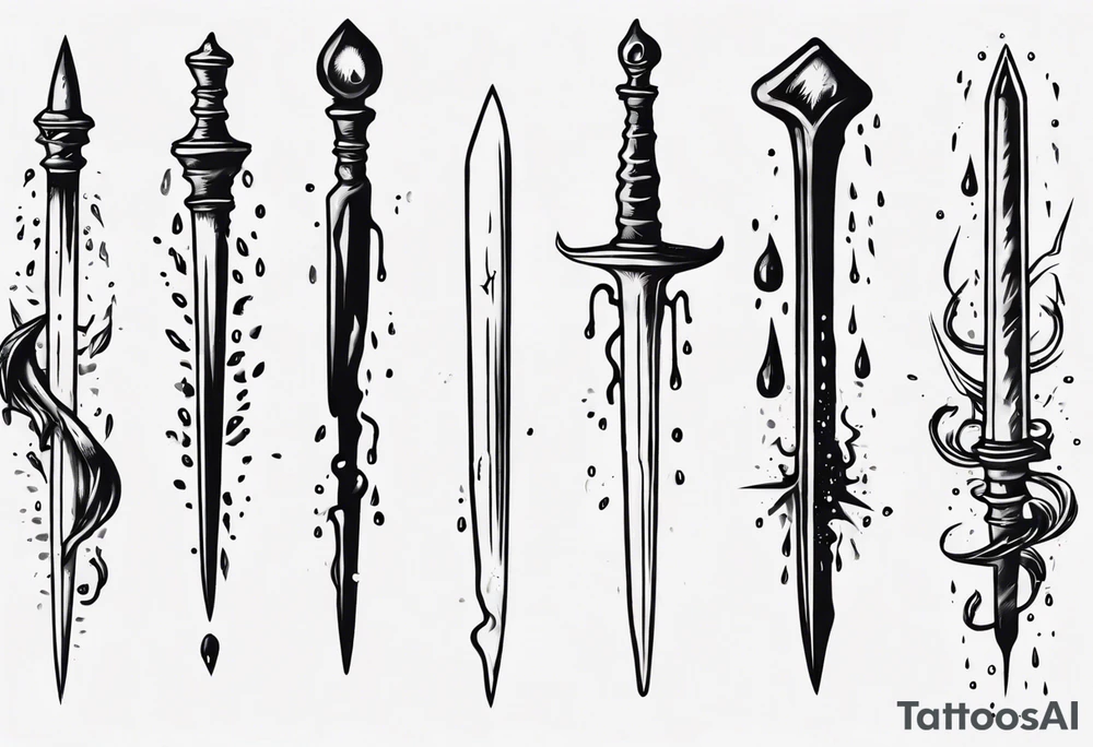 Dagger falling in a puddle tattoo idea