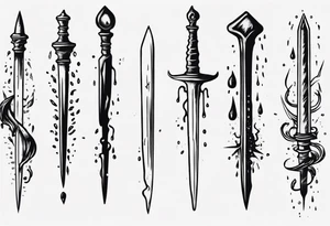 Dagger falling in a puddle tattoo idea