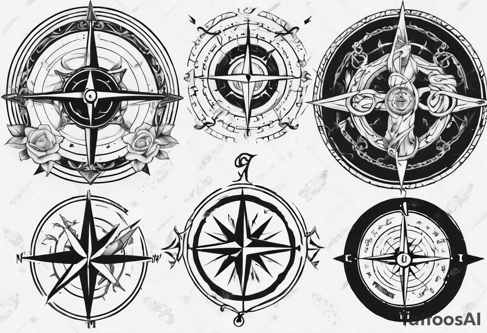 Gemini and compass tattoo idea