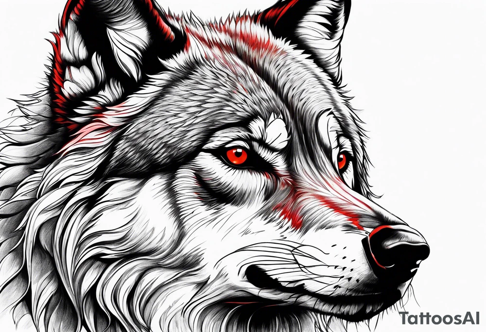 wolf with red eyes tattoo idea