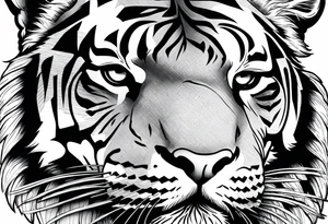 tiger and a hawk eye face together tattoo idea