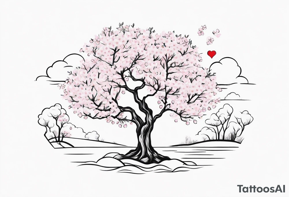 I love you in another language with cherry blossom trees coming im and out of it tattoo idea