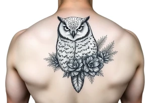 Snow Owl with Succulents tattoo idea