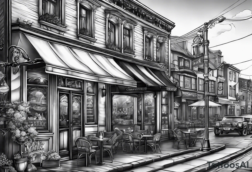Town cafe tattoo idea