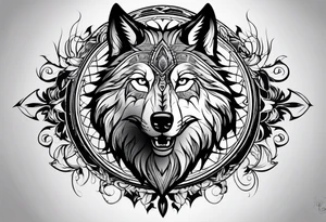 Wolf face roaring tattoo idea