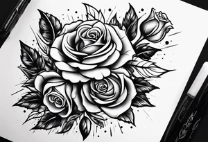 Roses, freedom and gun bullet tattoo idea