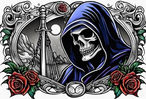 Grim reaper falls in love tattoo idea