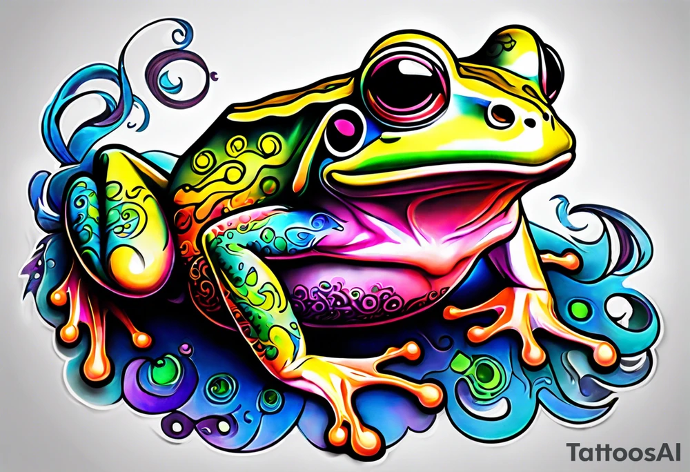 a psychedelic frog tattoo idea