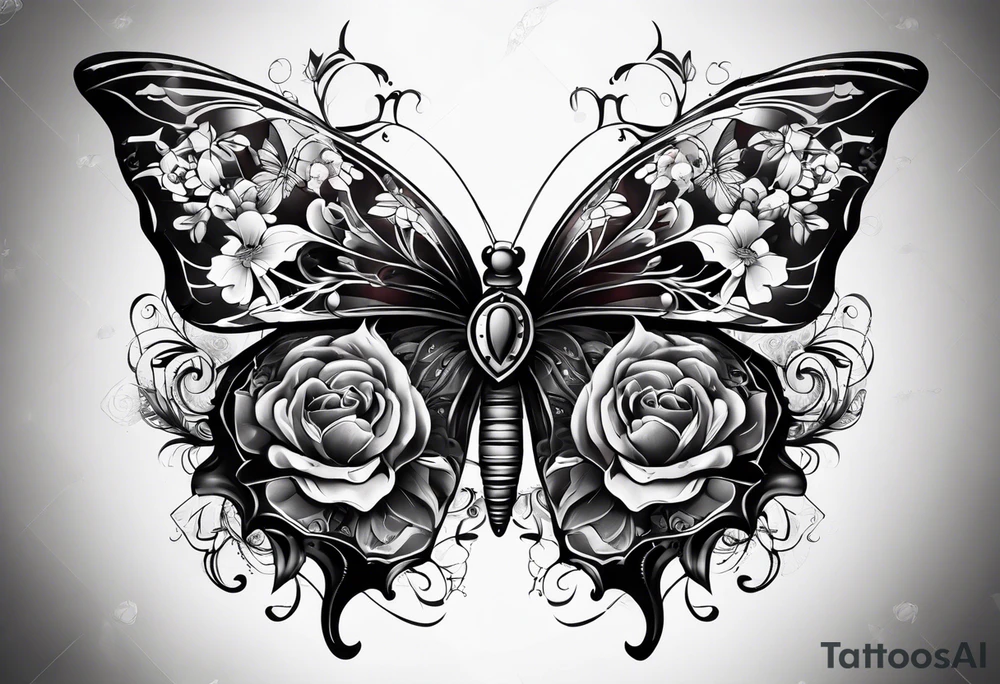 butterfly with skulls tattoo idea