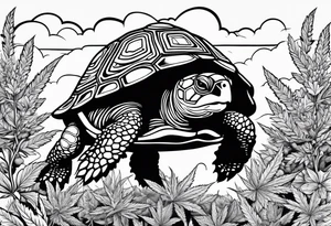 Turtle in marijuana field tattoo idea