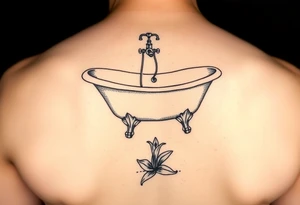 clawfoot bathtub with faucet and lily coming up out the floor tattoo idea