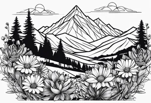 wildflowers, sunshine, mountains tattoo idea