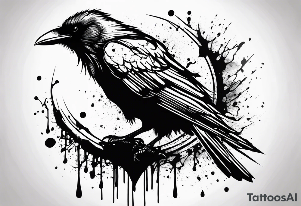a black raven dripped in blood tattoo idea