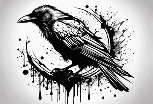a black raven dripped in blood tattoo idea