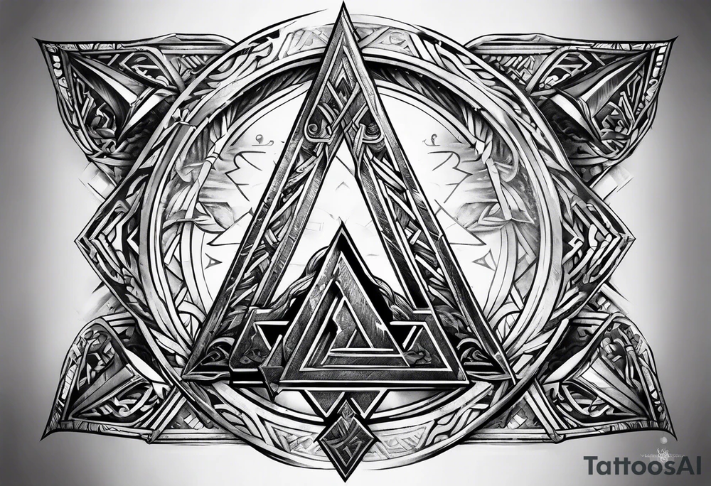 Valhalla valknut sword axe tattoo idea