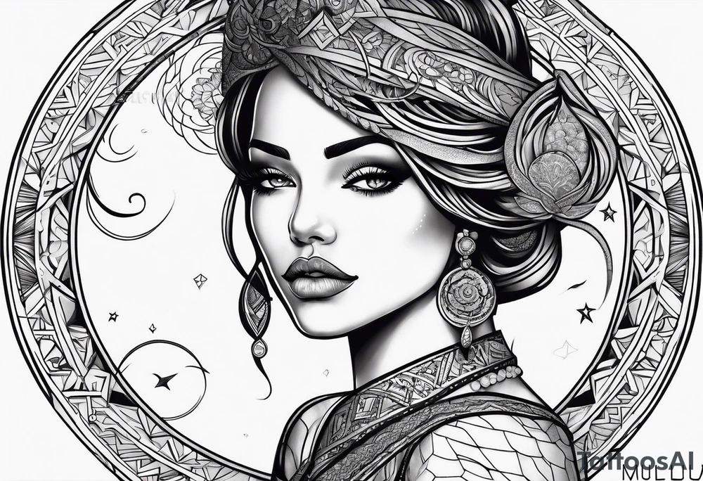 Mulher e lua tattoo idea