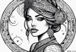 Mulher e lua tattoo idea