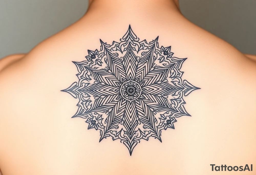 intricate mandala with sacred geometry and cosmic elements tattoo idea