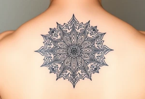 intricate mandala with sacred geometry and cosmic elements tattoo idea