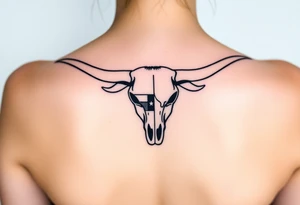 Longhorn skull with revolvers either side and Texas flag tattoo idea