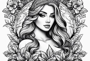wood with foliage tattoo idea