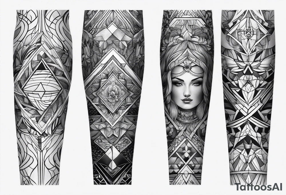 Full leg tattoo sleeve square tattoo idea