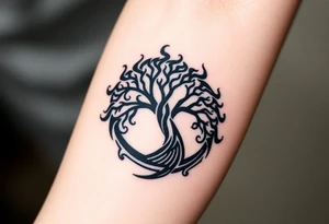 Swirling 
Tree moving in a spiral direction tattoo idea