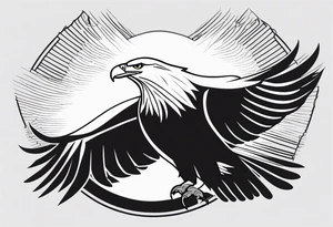 Top down view of a bald eagle with its wings spread tattoo idea