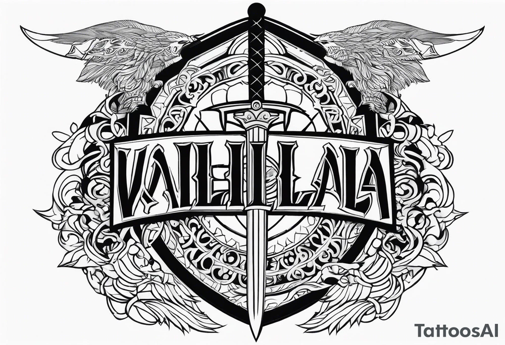Valhalla sword shield tattoo idea