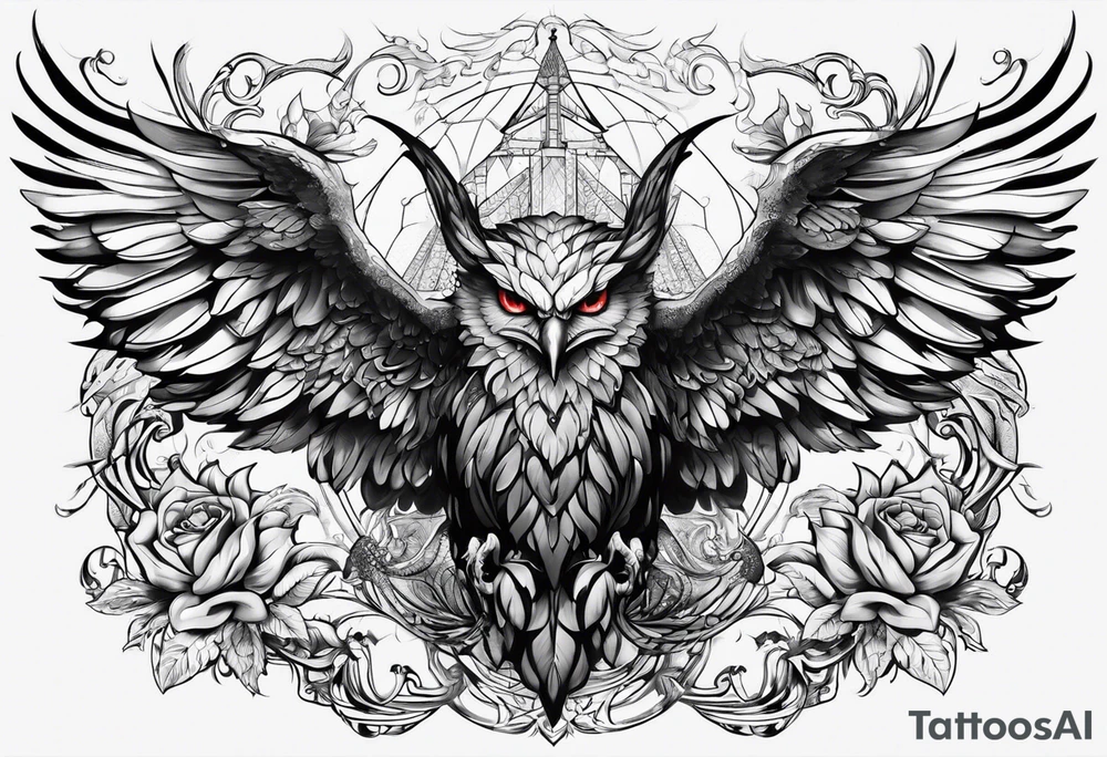 Lucifer com asas de morcego tattoo idea