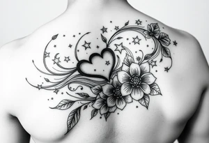 I want swirling lines like wind with hearts and stars an flowers with makeup tattoo idea