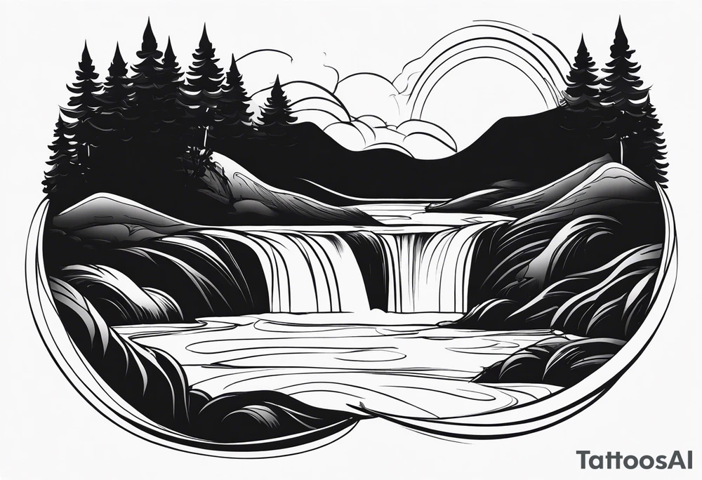 Flowing Waterfall tattoo idea