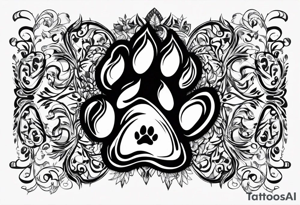 Dogs paw print with jaxy writing tattoo idea