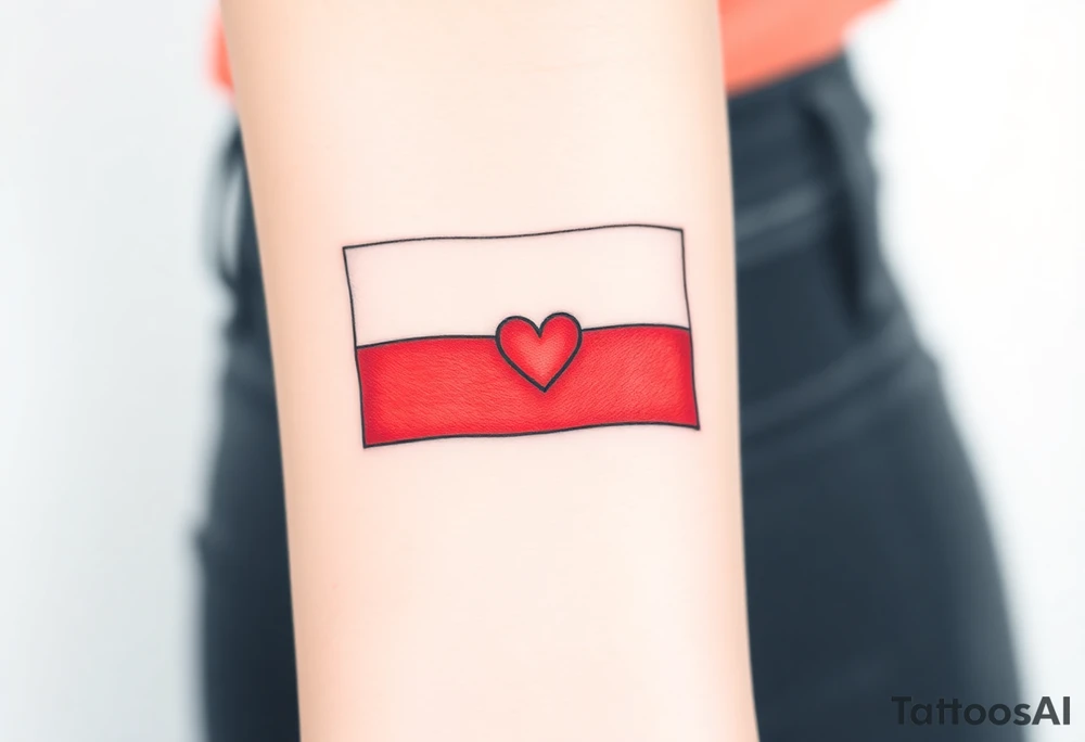 A minimalist Czech flag (blue, white, red) outline, with delicate shading and a small heart incorporated into the design. tattoo idea