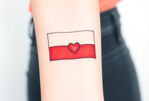 A minimalist Czech flag (blue, white, red) outline, with delicate shading and a small heart incorporated into the design. tattoo idea