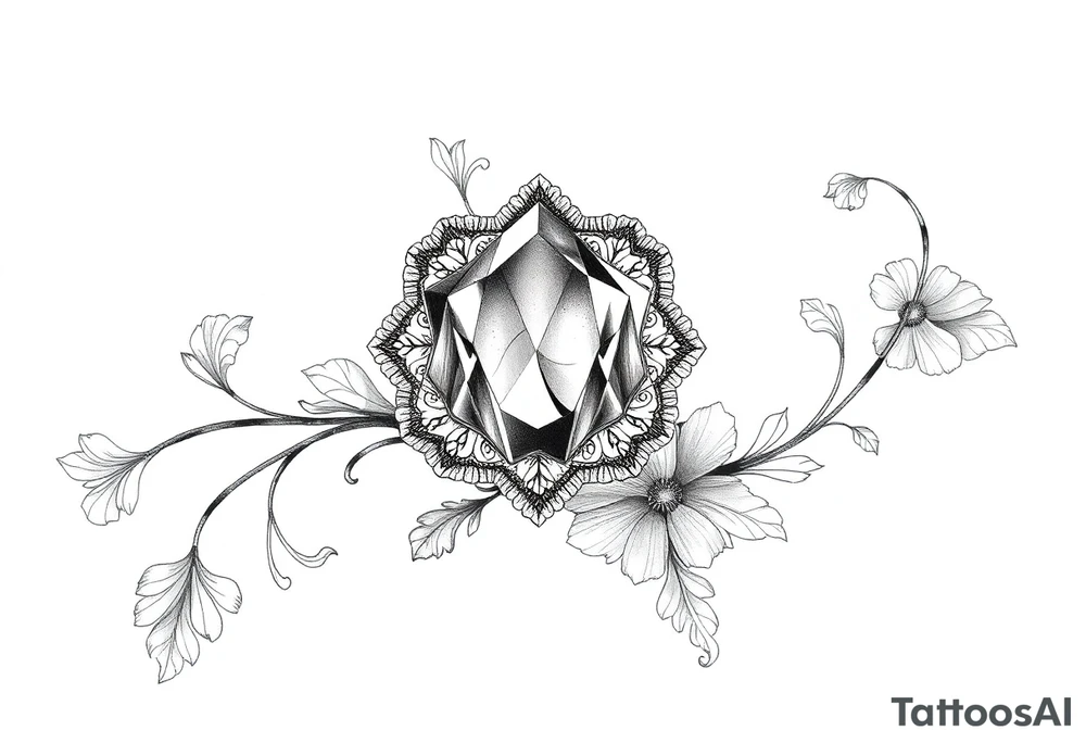 Gem 
with vintage lace 
more detailed tattoo idea