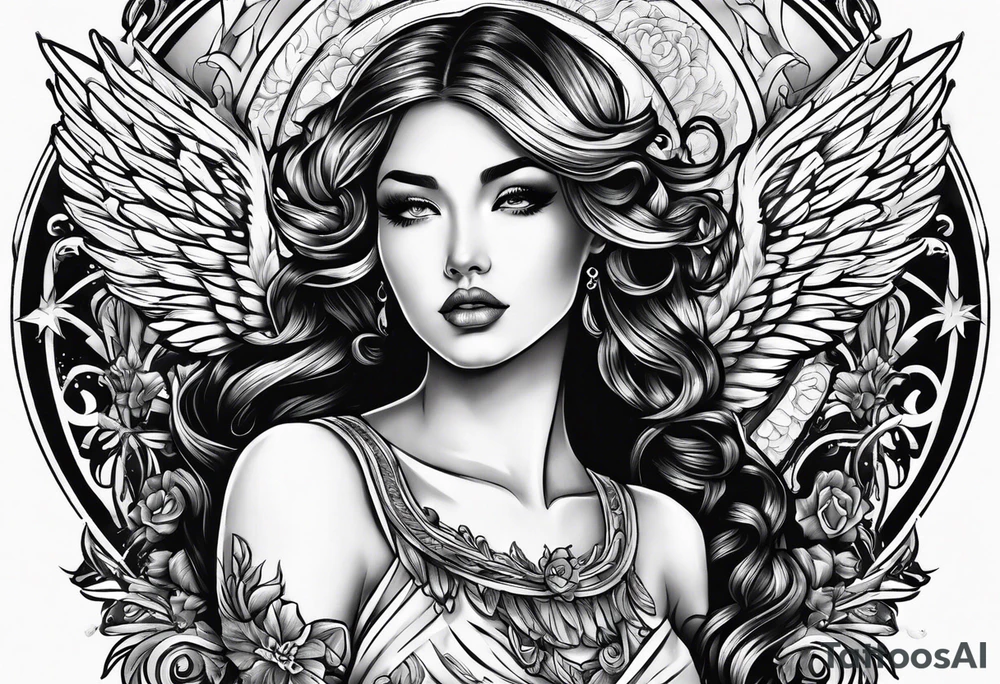 Swxy angel woman tattoo idea