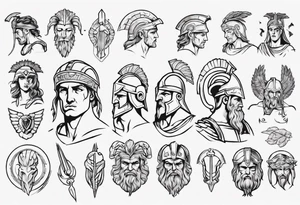 minimalist spartan/ greek/roman mythology fine-linework tattoo idea