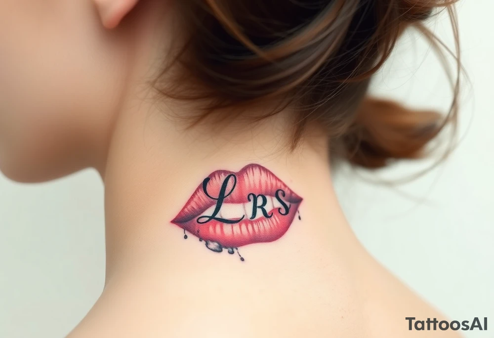 Lipstick kiss print with initials lrs tattoo idea