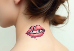Lipstick kiss print with initials lrs tattoo idea
