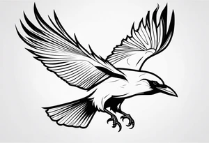 outline of a tall Raven tattoo idea