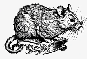 dead rat killed with a knife tattoo idea