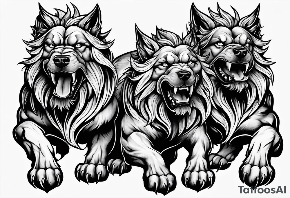 angry Cerberus tattoo idea