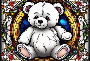 Teddy bear stained glass tattoo idea