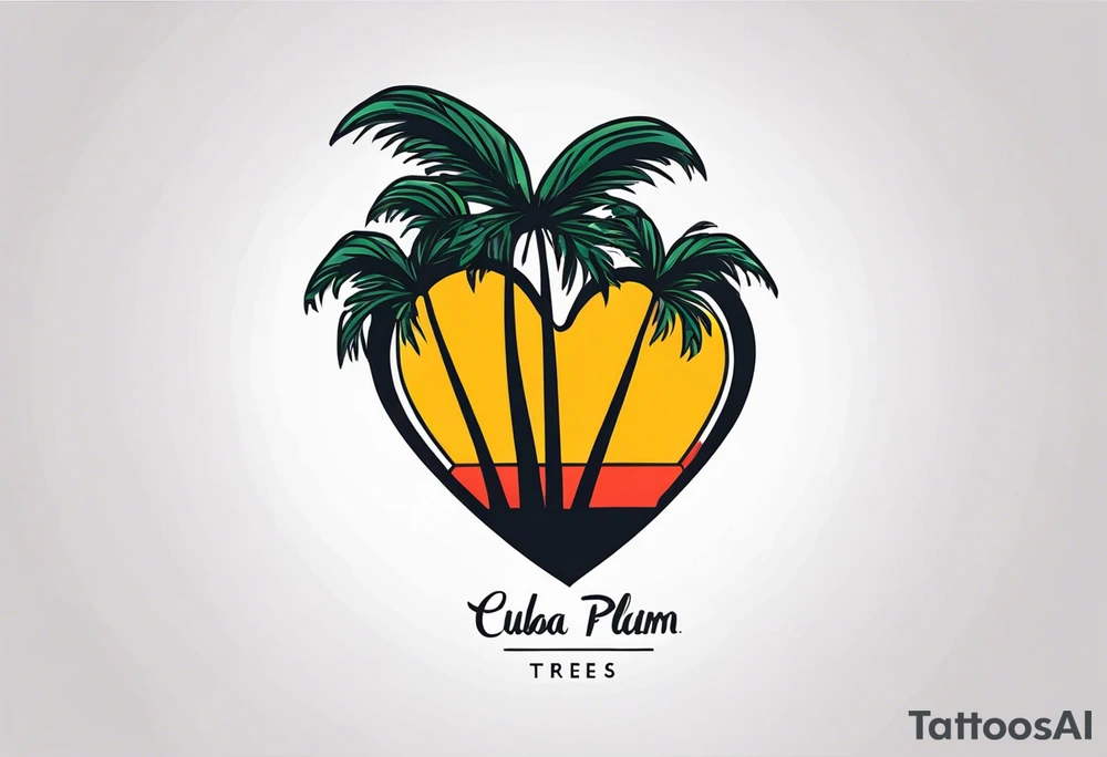 Cuba Royal palm trees shape of 
 a heart tattoo idea